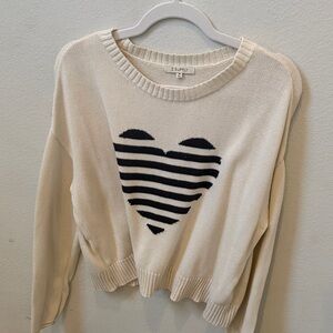 Z Supply Striped Heart Sweater in Cream and Black